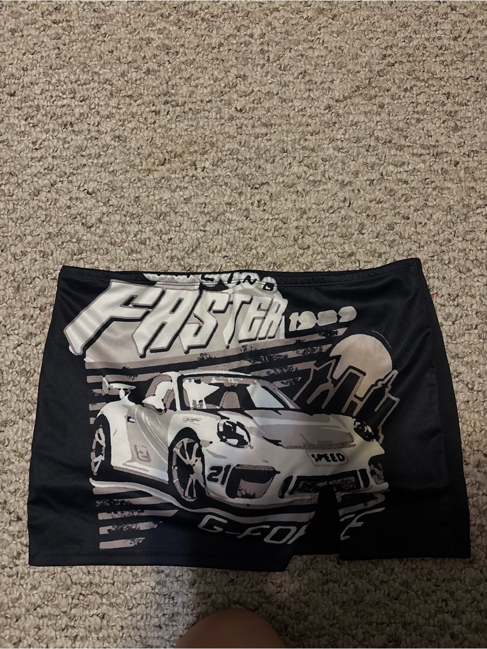 Mini Black Graphic Car-Print Women's Skirt